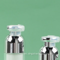 Botella de aire sin aire de plata recta redonda botella de loción cosmética botella de plástico sin aire